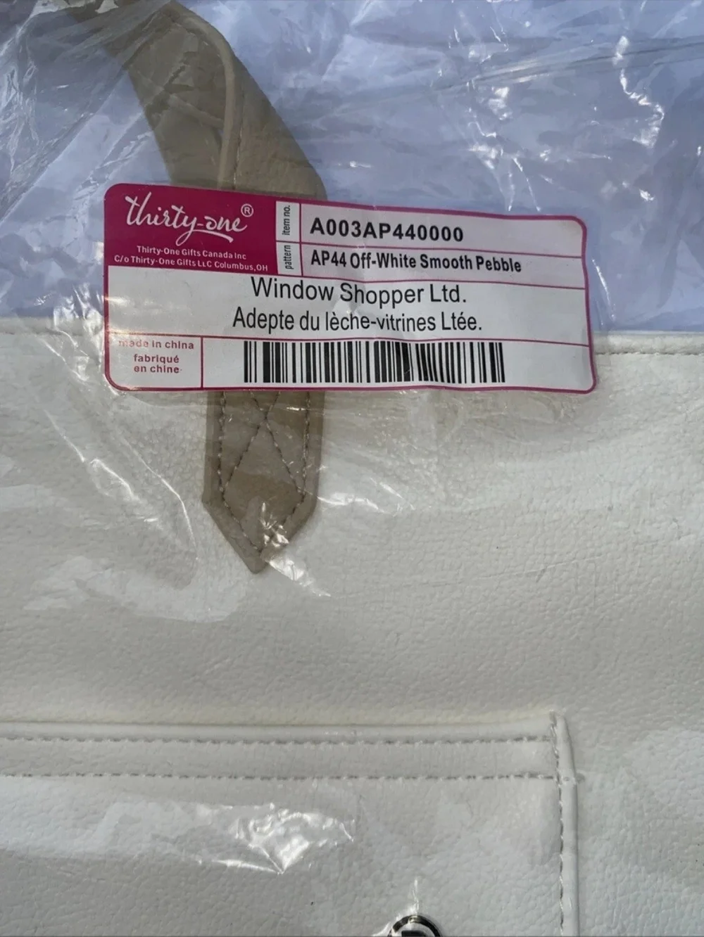 Thirty-One Window Shopper LTD In Off-White Smooth Pebble New